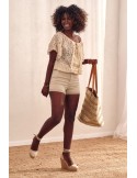 Push up denim shorts, beige 650 - Online store - Boutique